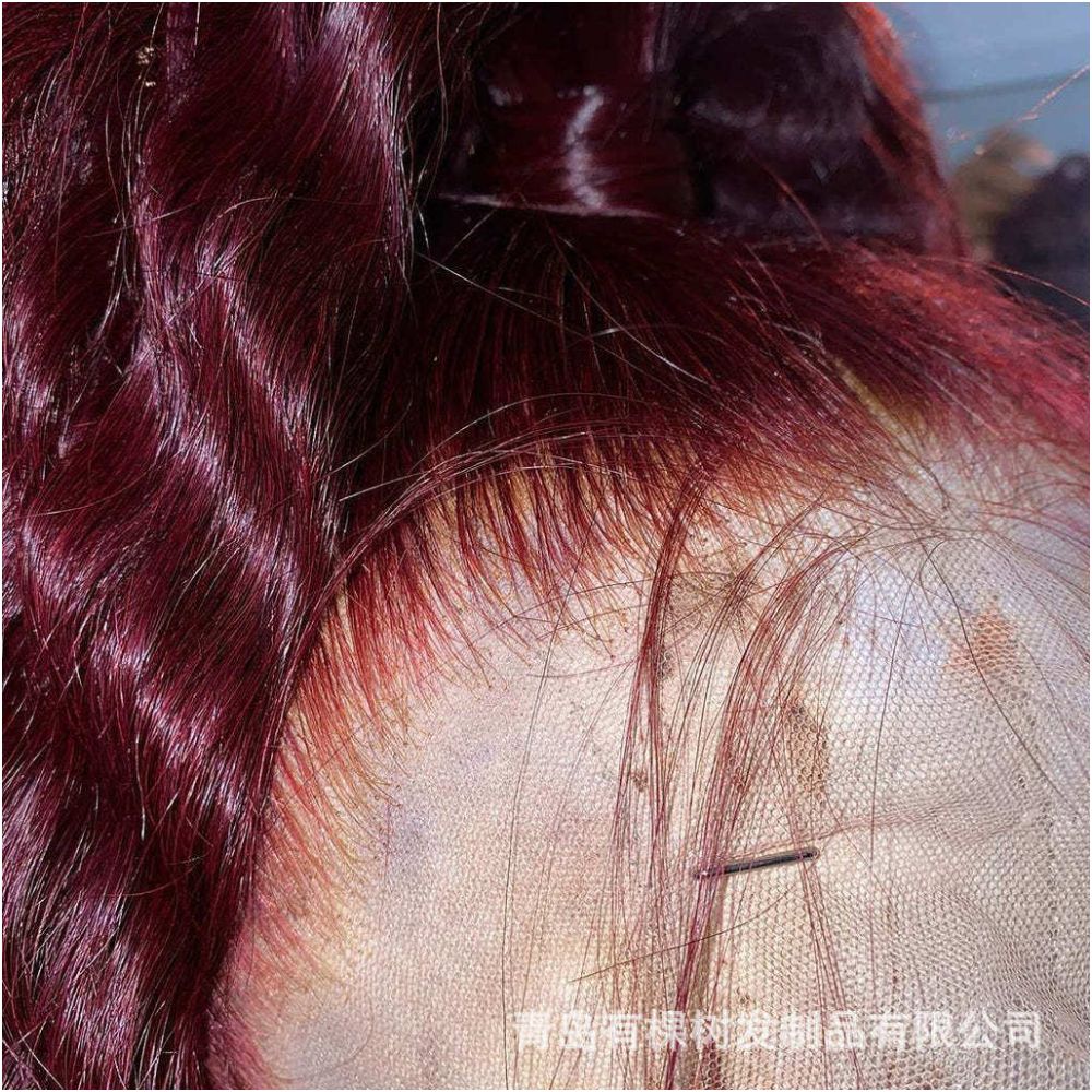 688 Qingdao Youkeshu Hair Products Co Ltd Foreign Trade European and American Wig Headsets Wine Red Chemical Fiber Front Bud image 5