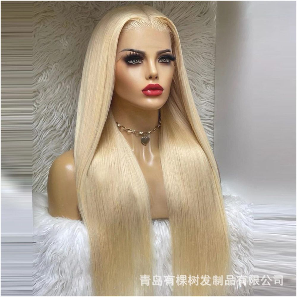 Qingdao Youke Tree Hair Products Co Ltd Hot selling Golden Women s Wigs in Europe and America Front Lace Wigs for Women image 3