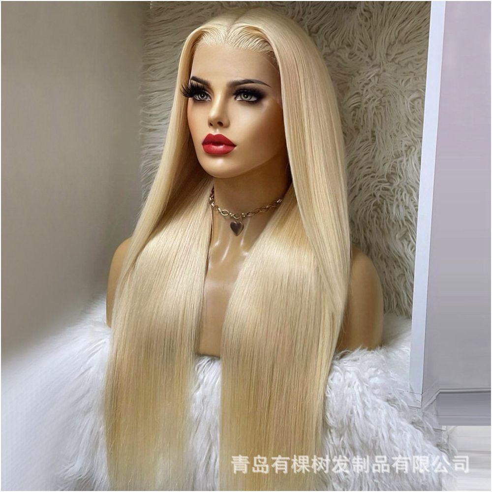 Qingdao Youke Tree Hair Products Co Ltd Hot selling Golden Women s Wigs in Europe and America Front Lace Wigs for Women image 4