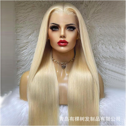 Qingdao Youke Tree Hair Products Co Ltd Hot selling Golden Women s Wigs in Europe and America Front Lace Wigs for Women