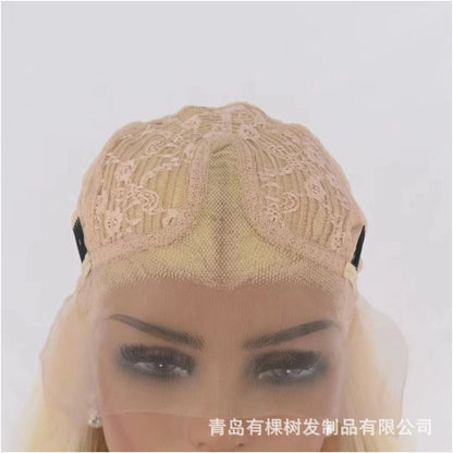 Qingdao Youke Tree Hair Products Co Ltd Hot selling Golden Women s Wigs in Europe and America Front Lace Wigs for Women