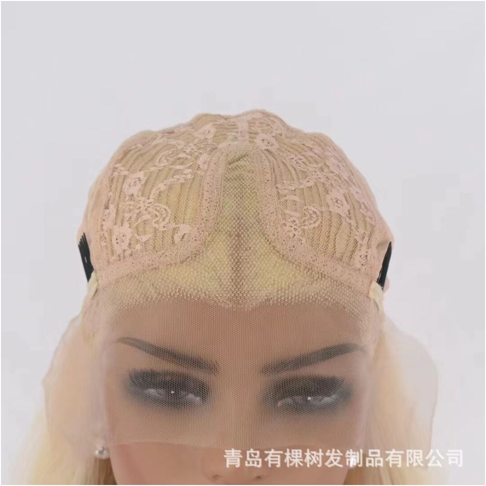 Qingdao Youke Tree Hair Products Co Ltd Hot selling Golden Women s Wigs in Europe and America Front Lace Wigs for Women