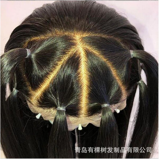 Qingdao Youkeshu Hair Products Co Ltd Foreign Trade Europe and America 13 6 Large Woven Chemical Fiber Front Lace Wig Headset