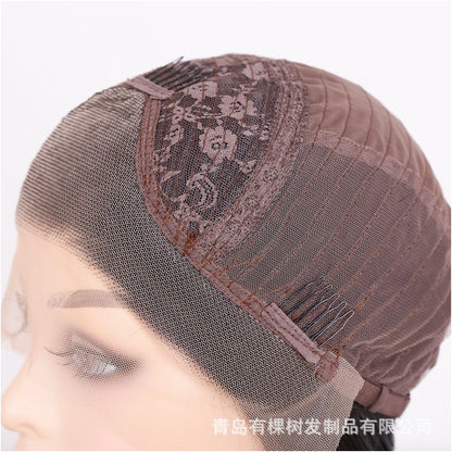 Qingdao Youke Tree Hair Products Co Ltd European and American wig foreign trade wig black synthetic front lace long straight image 4