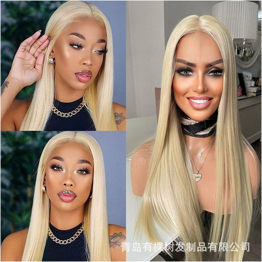 Qingdao Youke Tree Hair Products Co Ltd European and American wig Amazon new matte high temperature silk synthetic front bud