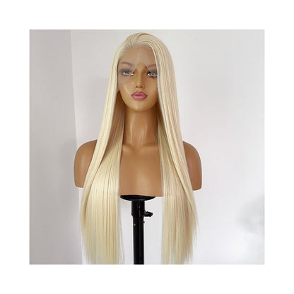 Diaochan wig light golden straight hair 13 4 front hook lace wig full head cover for women versatile anime cosplay full top image 2
