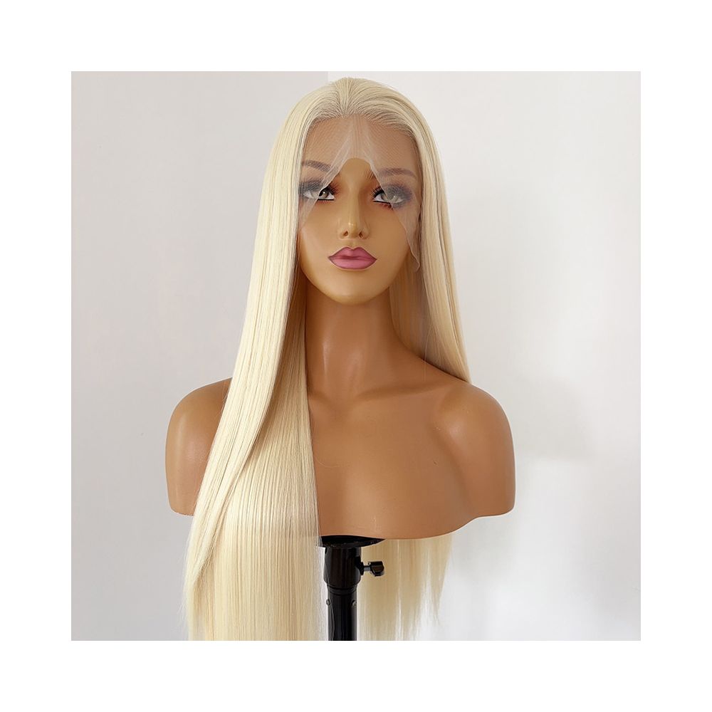 Diaochan wig light golden straight hair 13 4 front hook lace wig full head cover for women versatile anime cosplay full top image 4