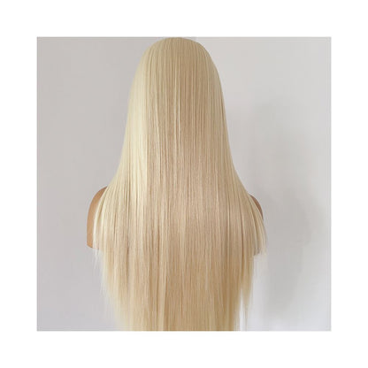 Diaochan wig light golden straight hair 13 4 front hook lace wig full head cover for women versatile anime cosplay full top image 5