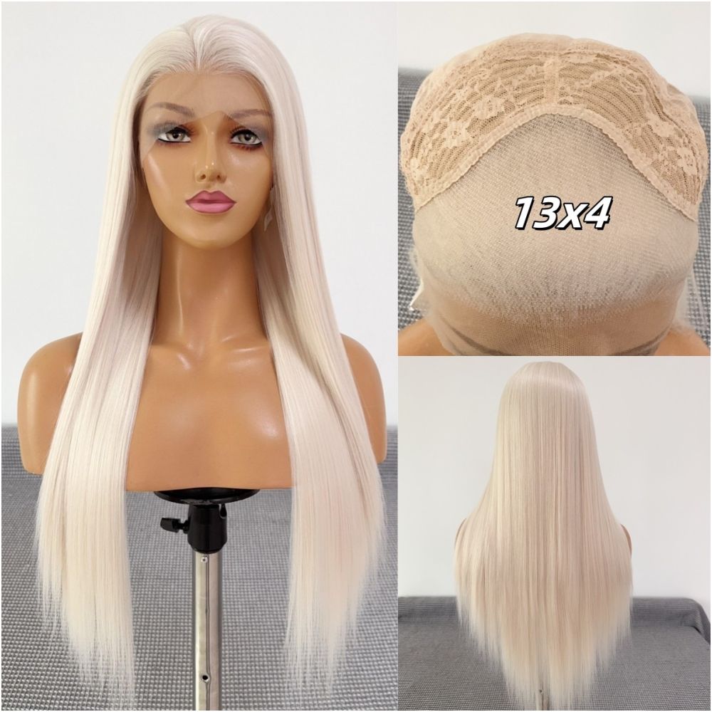 Diaochan wig light golden straight hair 13 4 front hook lace wig full head cover for women versatile anime cosplay full top