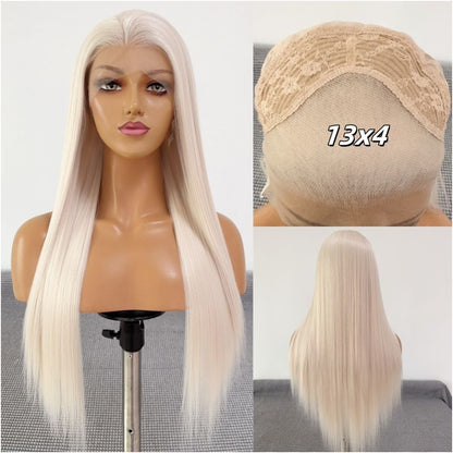 Diaochan wig light golden straight hair 13 4 front hook lace wig full head cover for women versatile anime cosplay full top
