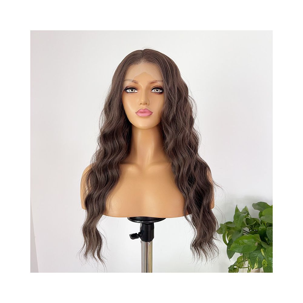Tea brown wig full head set with free break hook lace long curly hair in front full head wig set for daily wear women s style image 2