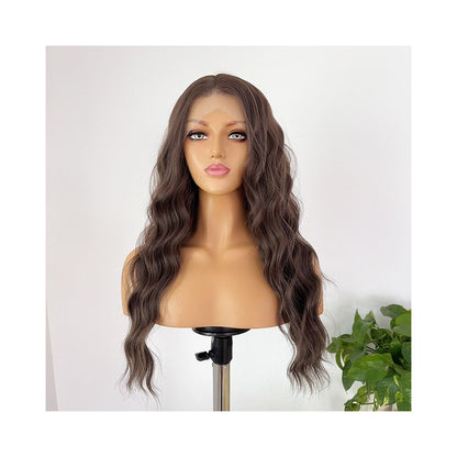 Tea brown wig full head set with free break hook lace long curly hair in front full head wig set for daily wear women s style image 2