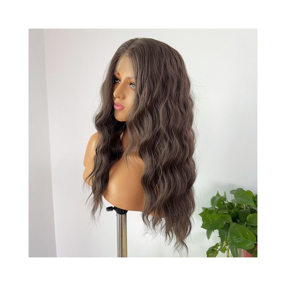 Tea brown wig full head set with free break hook lace long curly hair in front full head wig set for daily wear women s style image 4