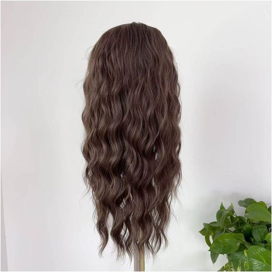 Tea brown wig full head set with free break hook lace long curly hair in front full head wig set for daily wear women s style