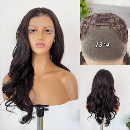 Princess Curly Hair Black Tea Brown Big Wave Curly Hair Wig Full Headset Hand Hook 13x4 Lace Headset Versatile COS image 0