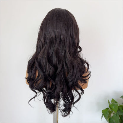 Princess Curly Hair Black Tea Brown Big Wave Curly Hair Wig Full Headset Hand Hook 13x4 Lace Headset Versatile COS