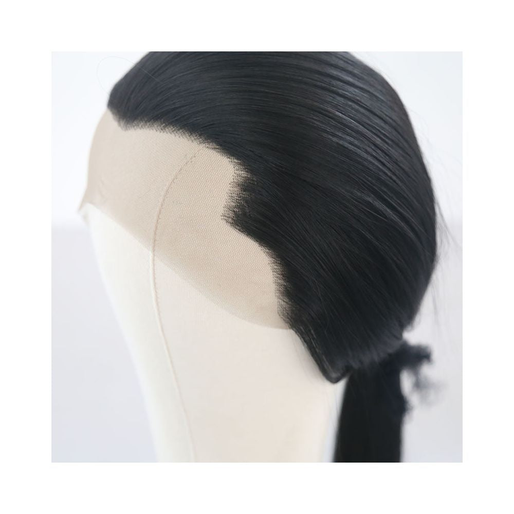 Antique Hanfu Wig Set for Men Ancient Costume Hand Hooked Beauty Sharp Cosy Style Full Top Black Long Straight Hand Hooked Long Wearing Straight Hair
