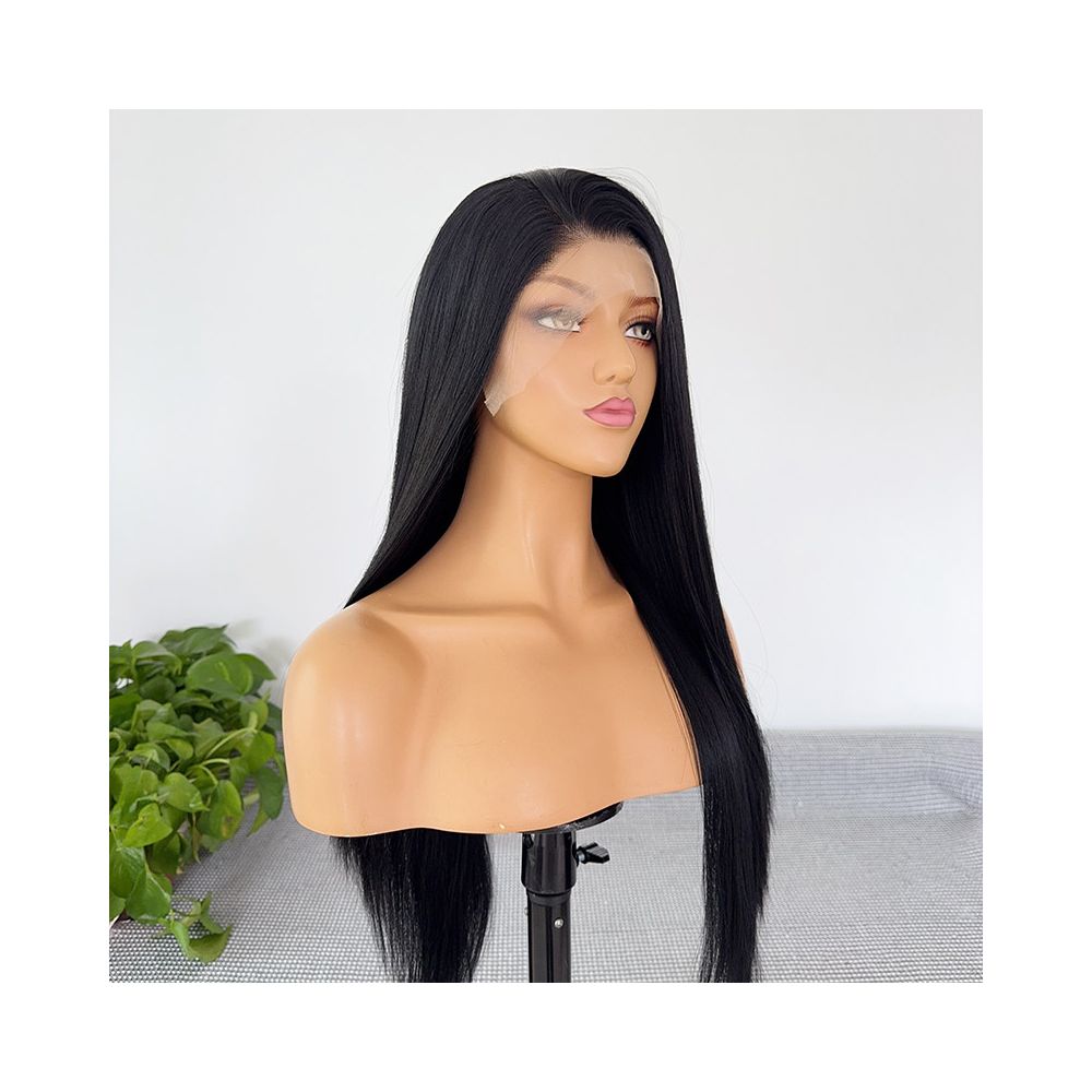 Black Forehead Lace Wig Full Headset Matte High Temperature Silk 13x4 Hand Hook Wig Long Straight Versatile Cosy Female image 4