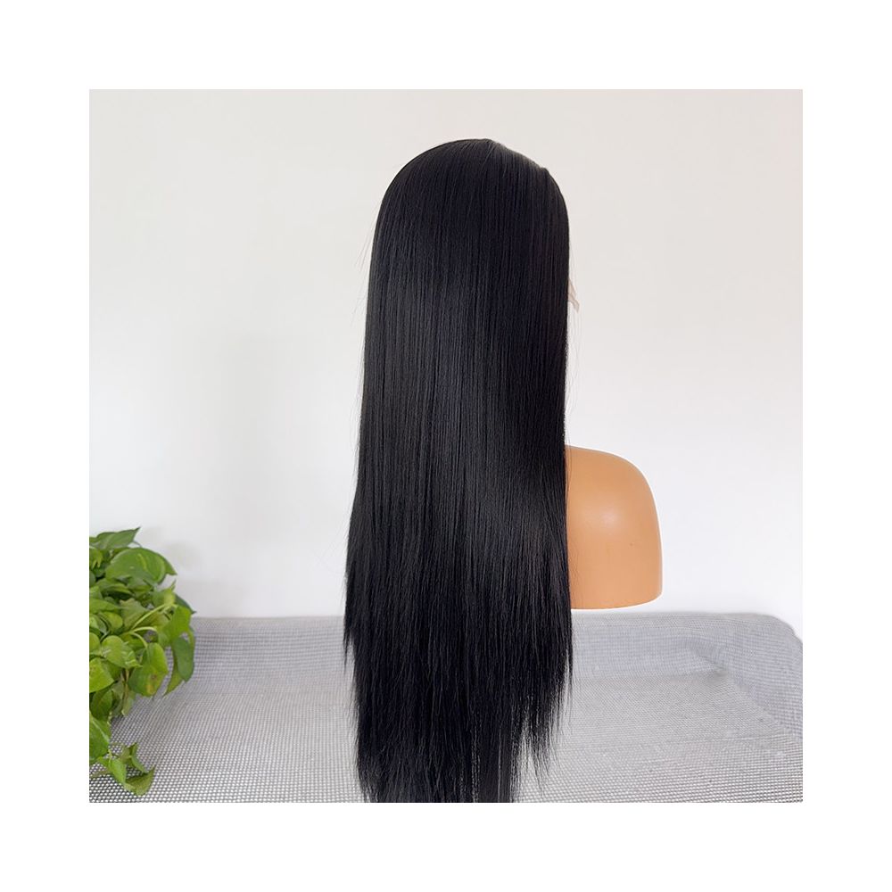 Black Forehead Lace Wig Full Headset Matte High Temperature Silk 13x4 Hand Hook Wig Long Straight Versatile Cosy Female
