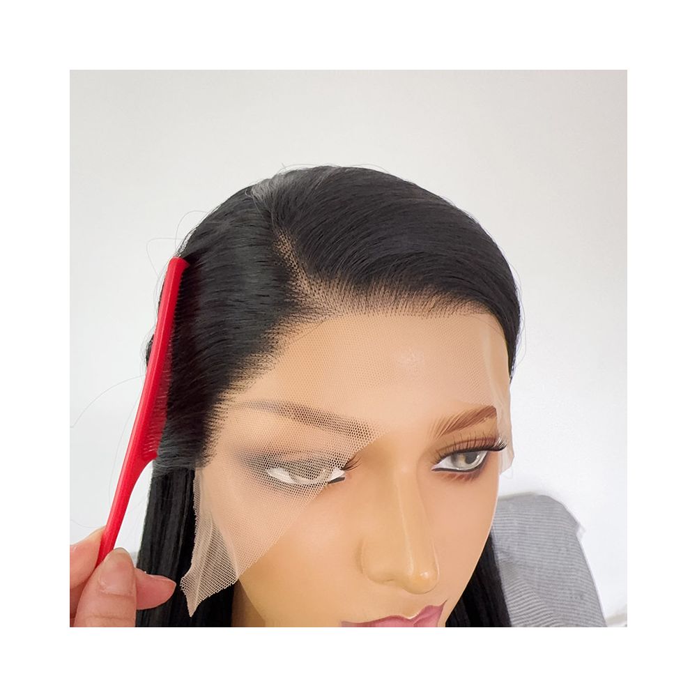 Natural black wig with lace front hook 13x4 long straight hair high temperature silk versatile anime cosplay wig full head cover image 5