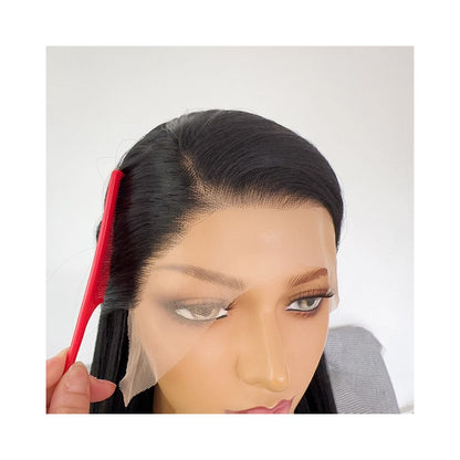 Natural black wig with lace front hook 13x4 long straight hair high temperature silk versatile anime cosplay wig full head cover image 5