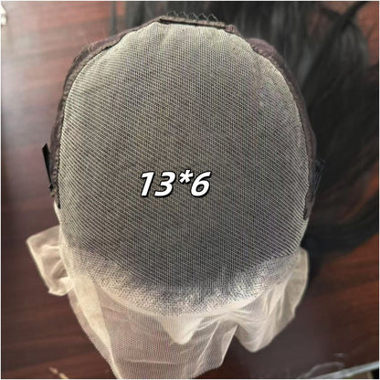 Natural black wig with lace front hook 13x4 long straight hair high temperature silk versatile anime cosplay wig full head cover