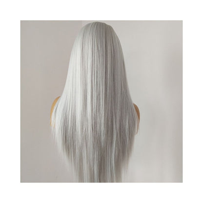 Men s ancient costume Hanfu style synthetic fiber handmade front lace wig COS widow s peak long straight hair ancient style wig for men