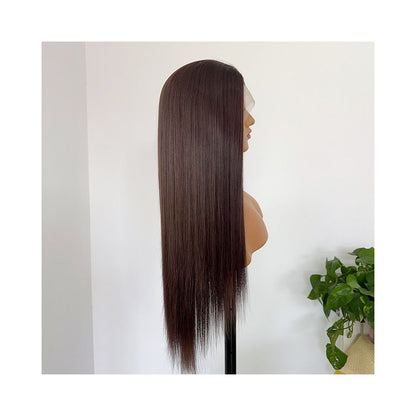 Silver gray ancient costume wig full head set long straight hair hand hook lace COS three pointed antique style male