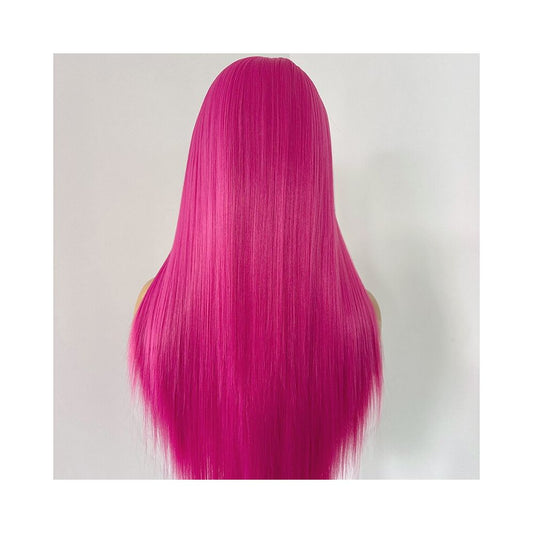 Biqi Rose Red Wig Long Straight Hair Full Headset High Temperature Spinning Fine Hand Hook Lace Cosy Wig Headset Wig