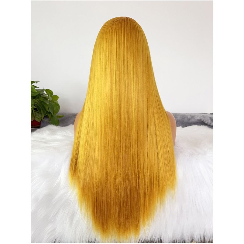 Zelda Long Hair Golden Straight Hair Full Top Wig Hook Lace Mesh Versatile COS Anime Party Wig Set image 4