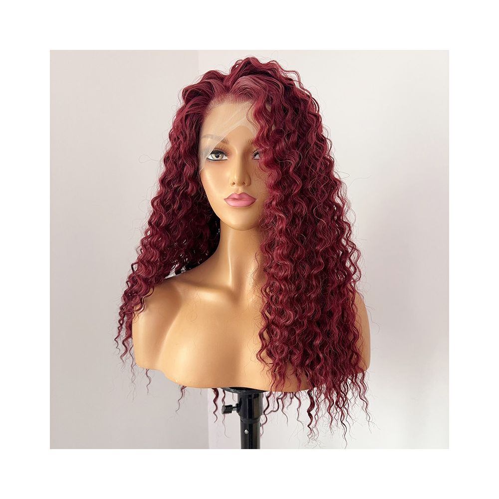 Goddess Wine Red Wig Full Headset Long Straight Hair High Temperature Silk Hook 13x4 Lace Anime Versatile COS Wig