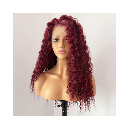 Goddess Wine Red Wig Full Headset Long Straight Hair High Temperature Silk Hook 13x4 Lace Anime Versatile COS Wig
