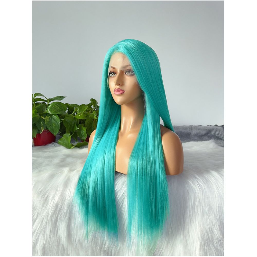 Hatsune Miku Green Hook Front Lace Wig Long Straight Hair High Temperature Silk anime Animation COS Wig Student image 2