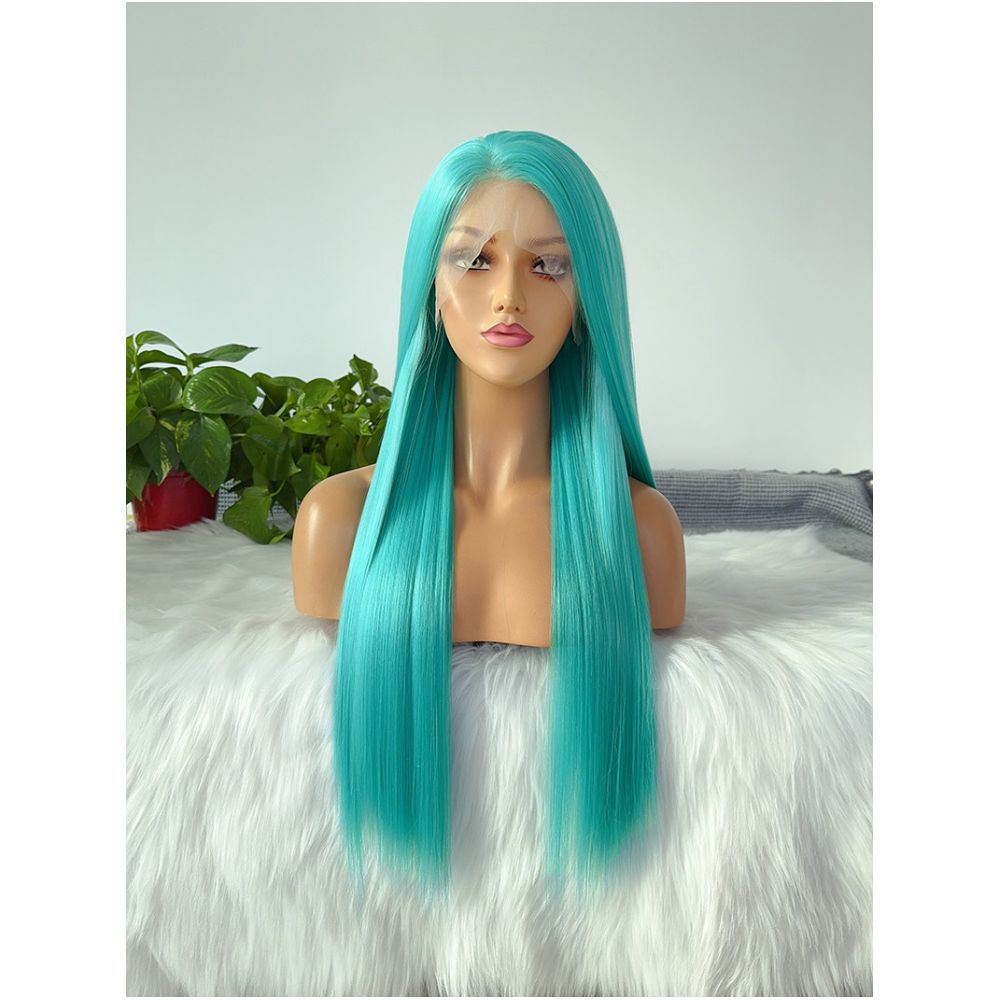Hatsune Miku Green Hook Front Lace Wig Long Straight Hair High Temperature Silk anime Animation COS Wig Student image 3