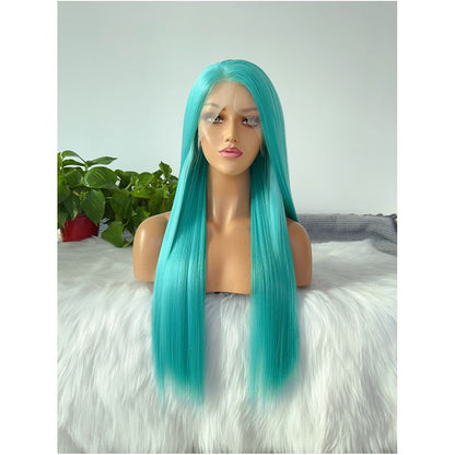 Hatsune Miku Green Hook Front Lace Wig Long Straight Hair High Temperature Silk anime Animation COS Wig Student image 3