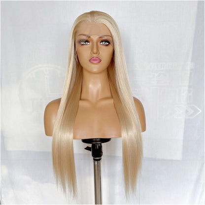 Gongyuan Kaoru Champagne Light Gold Long Straight Hair Hand Hook 13x4 Front Lace Wig Full Headset Universal COS Headset image 2