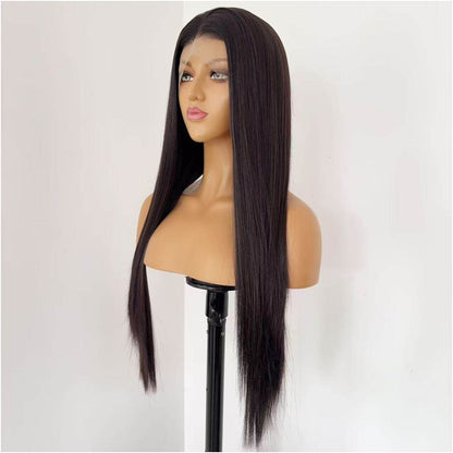 Wig Full Head Cover Female Natural Black Tea Brown Long Straight Hair Hand Hook 13x4 Lace Full Head Wig Cover Versatile COS image 3
