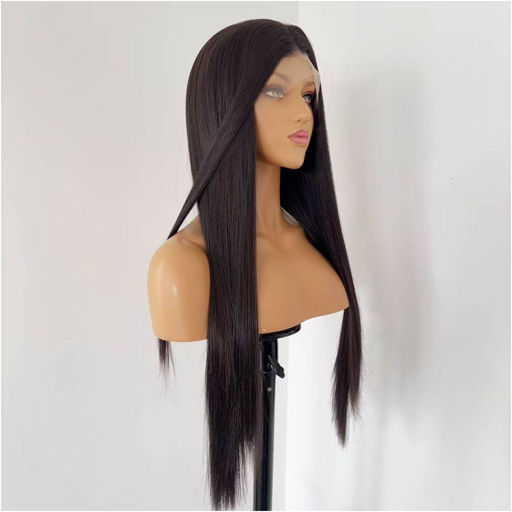 Wig Full Head Cover Female Natural Black Tea Brown Long Straight Hair Hand Hook 13x4 Lace Full Head Wig Cover Versatile COS image 5
