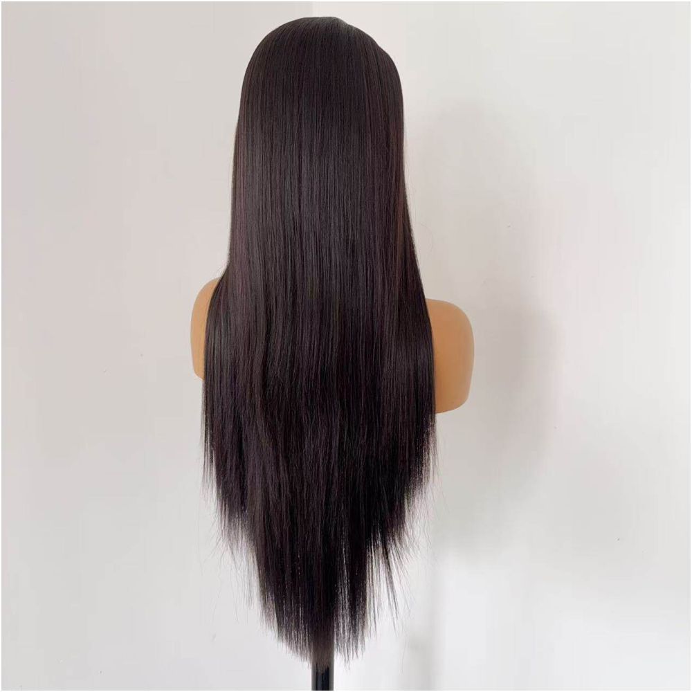 Wig Full Head Cover Female Natural Black Tea Brown Long Straight Hair Hand Hook 13x4 Lace Full Head Wig Cover Versatile COS