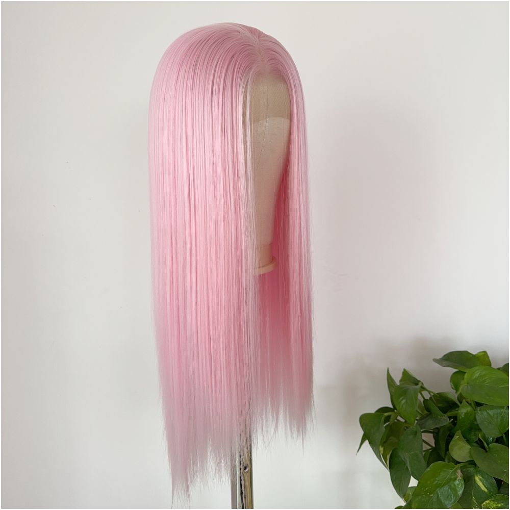 Manga style light pink wig women s full head set hand hooked lace wig anime cosplay universal wig set simulated hair image 2