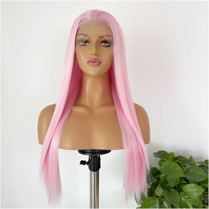 Manga style light pink wig women s full head set hand hooked lace wig anime cosplay universal wig set simulated hair image 5