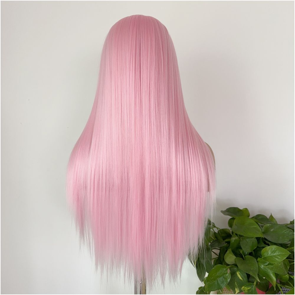 Manga style light pink wig women s full head set hand hooked lace wig anime cosplay universal wig set simulated hair