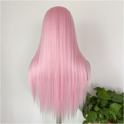 Manga style light pink wig women s full head set hand hooked lace wig anime cosplay universal wig set simulated hair