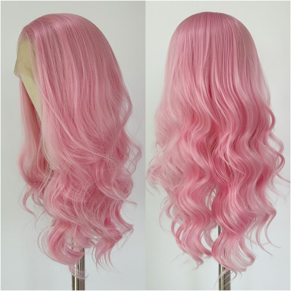 Manga style light pink wig women s full head set hand hooked lace wig anime cosplay universal wig set simulated hair
