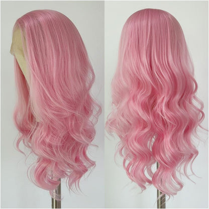 Manga style light pink wig women s full head set hand hooked lace wig anime cosplay universal wig set simulated hair
