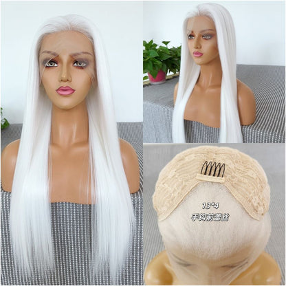 Ancient Han suit White wig Long straight hair Front lace headband Versatile cos anime whole wig female image 1