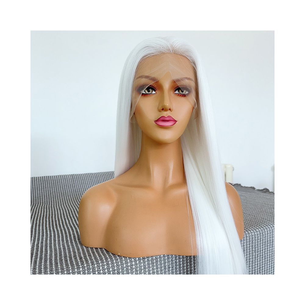 Ancient Han suit White wig Long straight hair Front lace headband Versatile cos anime whole wig female image 2