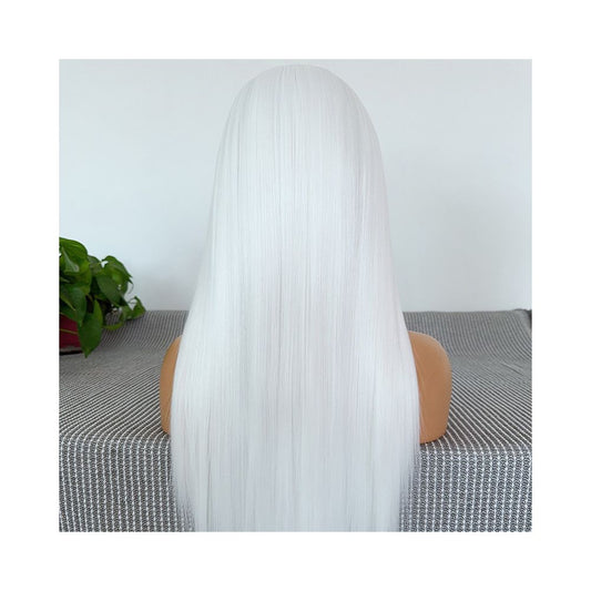 Ancient Han suit White wig Long straight hair Front lace headband Versatile cos anime whole wig female