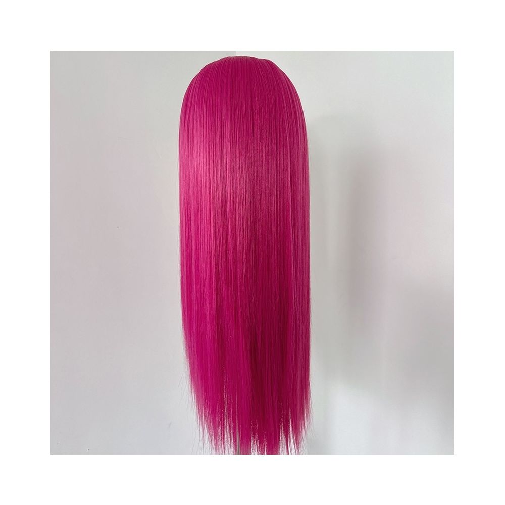 Star dome wig Rose pink long straight hair hand hook lace wig full head set female universal cos anime wig