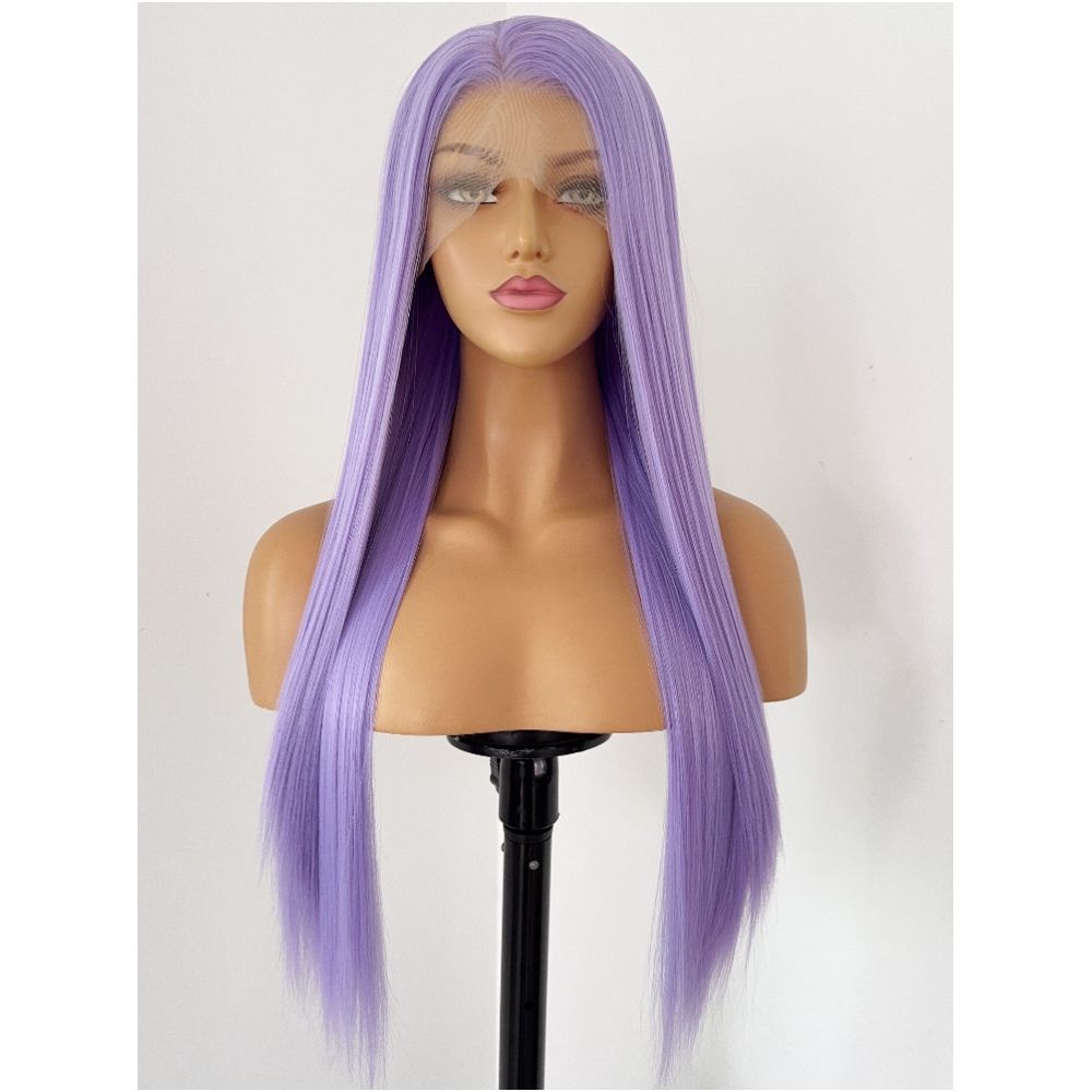 Silver Soul Ape Purple Long Straight Hairpiece Head Cover 13 4 Hand Hook Front Lace Anime COS Versatile Female image 0